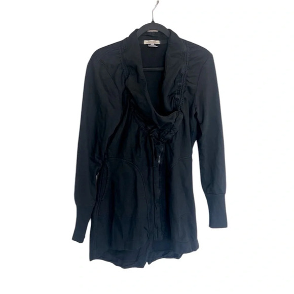 NWOT Prairie Underground Black Cotton Asymmetric Zip Mid Length Cloak Medium - Picture 1 of 14
